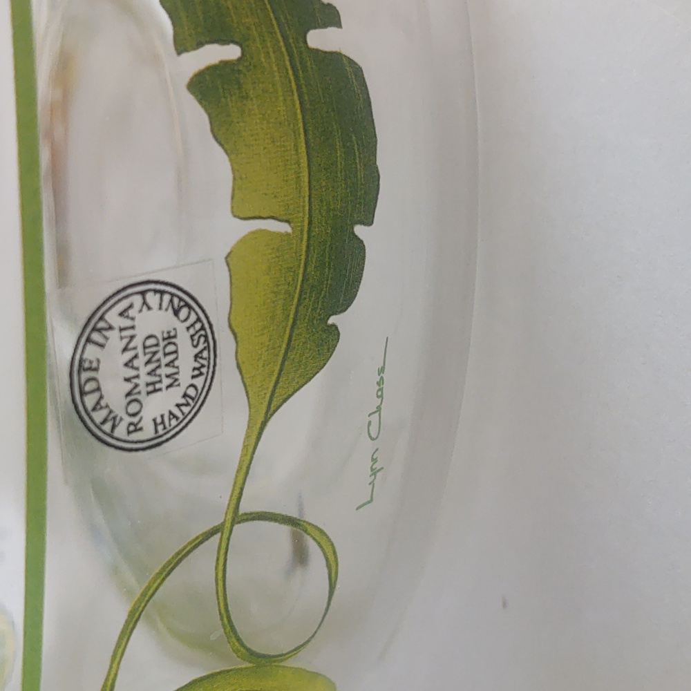 Lynn Chase 11" Hand-Painted Butterfly Fruit Clear Serving Bowl | Vintage - Picture 7 of 14